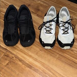 On cloud Running Dual-Tone Sneakers in Black and White, black cloud X